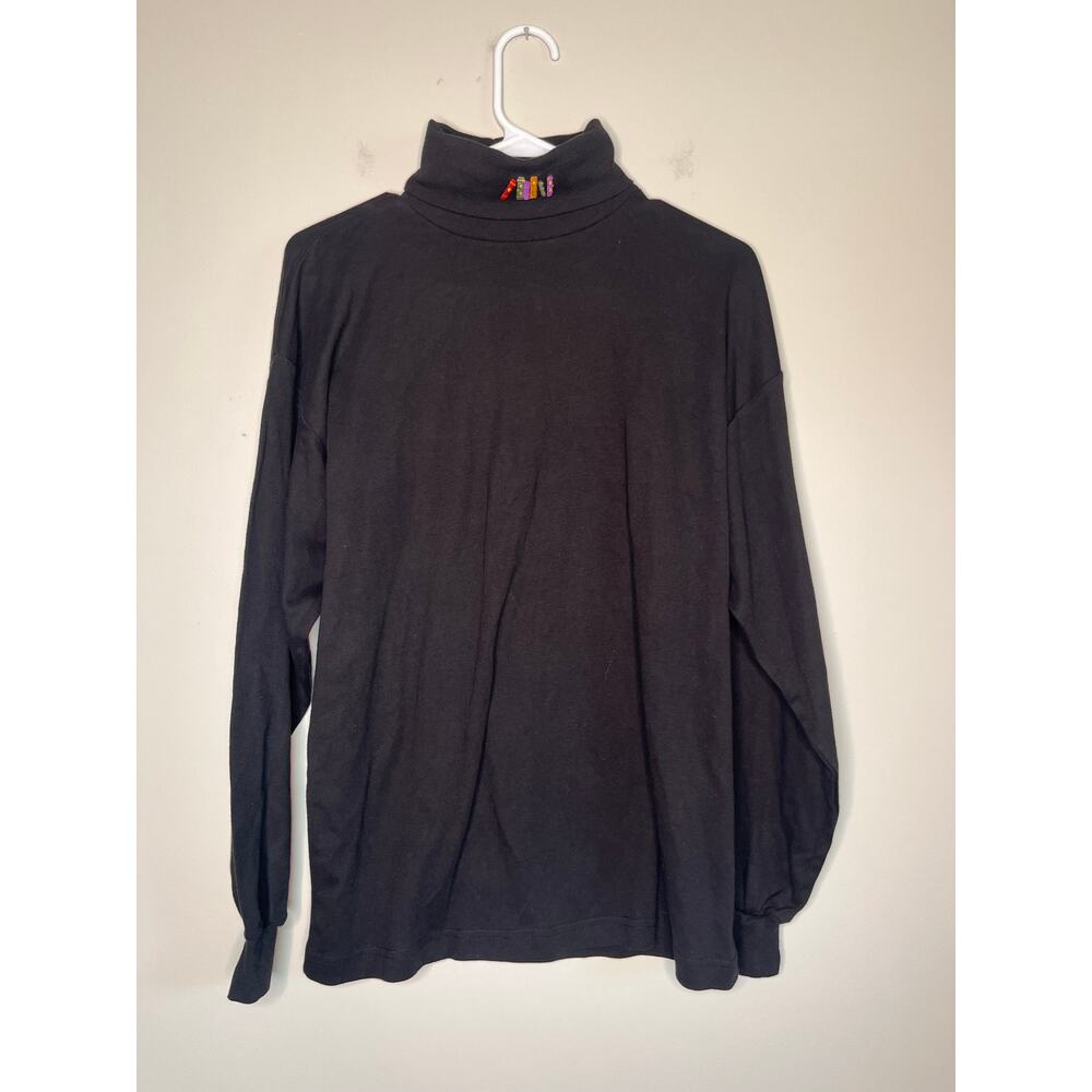 1990s Bellepointe Embroidered‎ Books Witchy Whimsigoth Nerd Turtleneck Sweater L